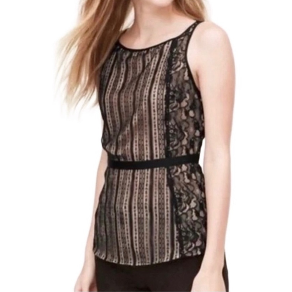 Ann Taylor LOFT Lace Overlay Peplum Top